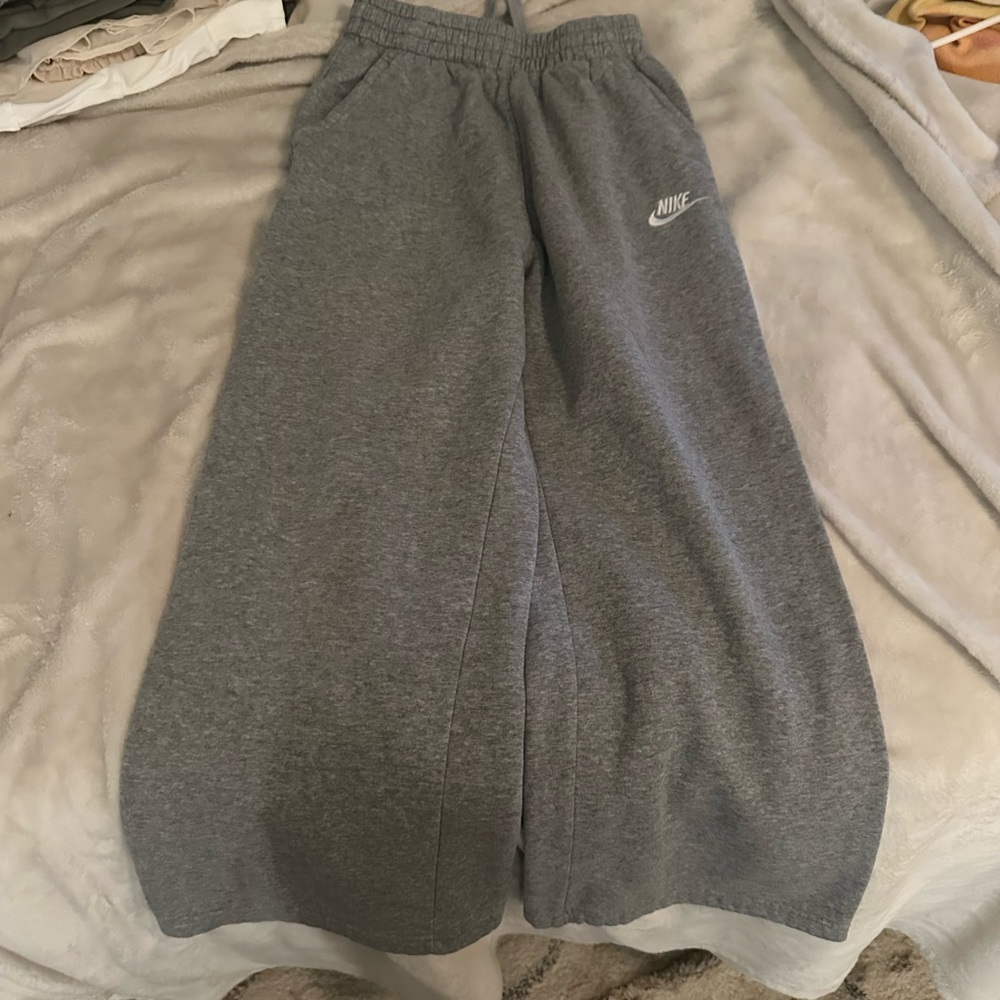 Kids Nike Gray Tapered Sweatpants with Elastic Cuffs